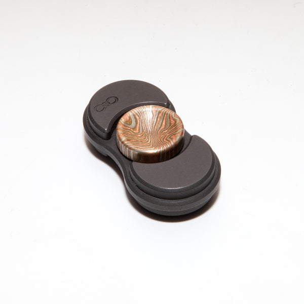 Torqbar® Mini Zirconium Bead Blasted and Tumbled Blackened with Mokume Deep Dish Buttons with One Drop Bearing